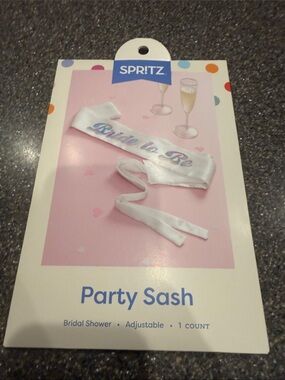 Spritz White 'Bride to Be' Satin Party Sash with Pastel Lettering